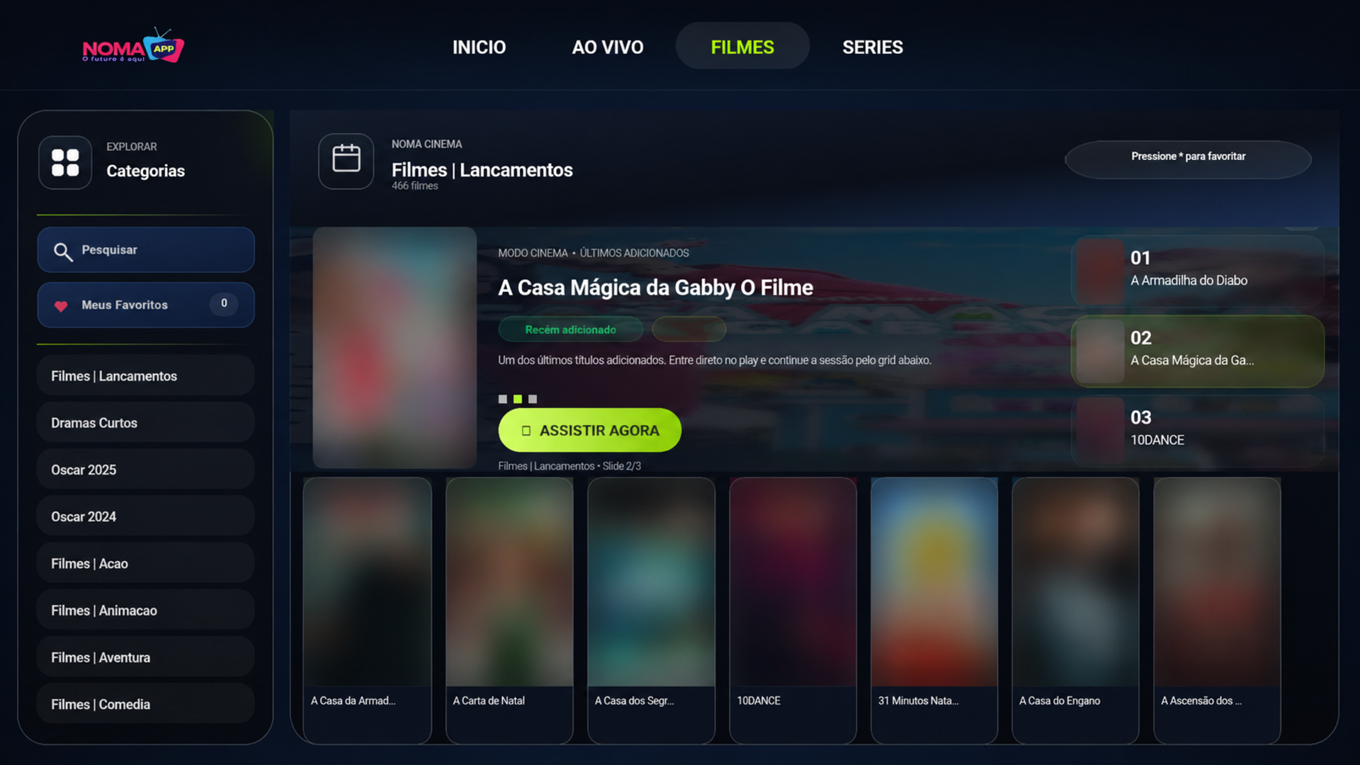 Catálogo de filmes do Noma Play